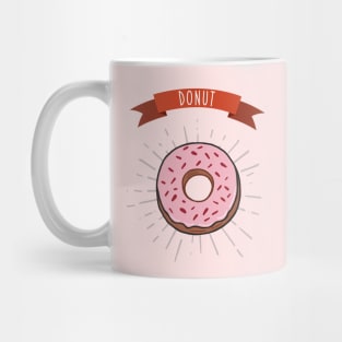 Donut color vintage illustration. Drawing in cartoon style. Food illustration Mug